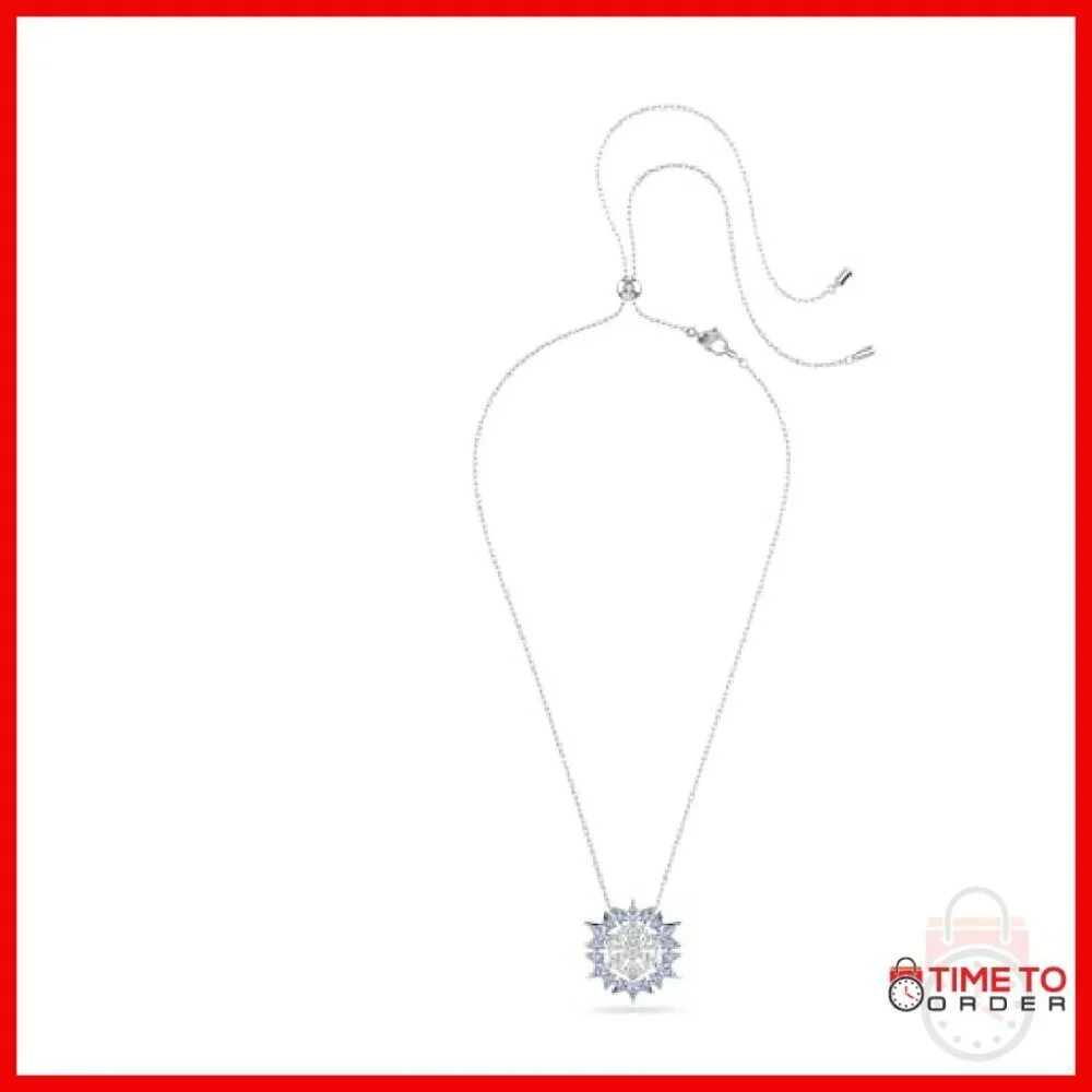Snowflake Pendant & Brooch, Rhodium Finish, Adjustable Chain